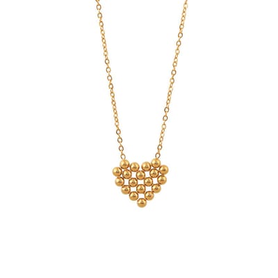 WeLoveSilver - Goudkleurige ketting - hart van bolletjes - 45 cm