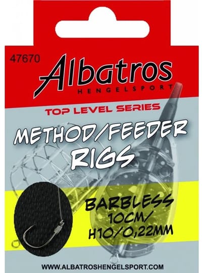 Albatros Top Level Spike Rig Barbless – Kant-en-klare onderlijn met aas-spike en haak zonder weerhaak – 60 cm – Ø 0,18 mm Haak 16 - 60CM - Ø 0,18MM