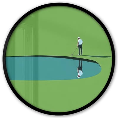 Poster in lijst Rond - Fotolijst 40x40 cm - Posters - Persoon - Golf - Water - Blauw - Ronde posterlijst zwart - Decoratie - Wanddecoratie woonkamer - Muurdecoratie slaapkamer