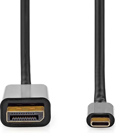 Nedis USB-C Adapter - USB 3.2 Gen 1 - USB-C Male - DisplayPort Male - 4K@60Hz - 2.00 m - Rond - Verguld - PVC - Zwart - Doos