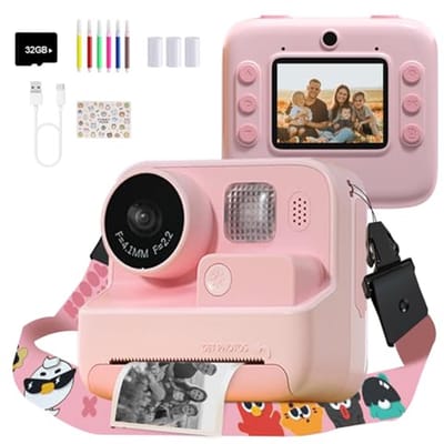 Instant kindercamera met direct printen en 48 MP HD-opname voor kinderen van 3-12 jaar