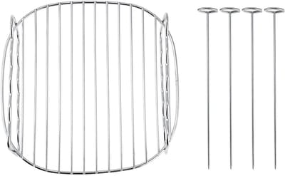 Vervangingsrooster voor Grill, Dubbele Laag Spiesjes en Bakplaat voor Airfryer, 18x18x8 cm