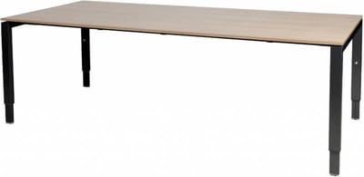 Vergadertafel Domino - 200x100 Havana Kersen - zwart frame