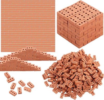 120 Stuks Miniatuurstenen voor Tuinlandschap, Creatief Knutselen en Miniatuurtuin Accessoires - Realistische Decoratieve Steentjes (3 Gaten, Mini Rood)