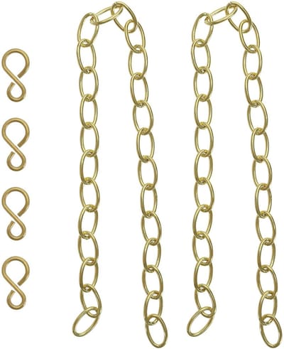 Dailygoods- Wastafel Ketting 30 cm - 2 Stuks - Messing - S-vormige Haak - Duurzaam - Geschikt voor Bad/Keuken - Afvoerketting