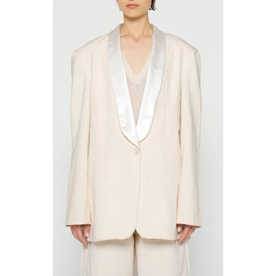 10DAYS Smoking Blazer Slub Twill Ecru Maat: XL | Blazers Outlet | Dames | Beige