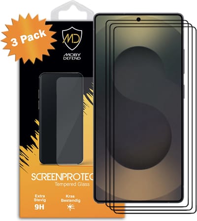 3-Pack MobyDefend Screenprotectors - Geschikt voor Samsung Galaxy S25 Ultra - Screensavers Met Zwarte Randen - Gehard Glas