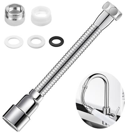 Dailygoods - Kraan verlenging, 360 graden draaibare sproeikop, kraanverlenging keuken, 16 cm, perfect voor keuken, badkamer enz. (1 stuk)