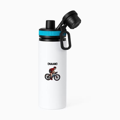 Hacebo® - Wielren met eigen naam waterfles met draaidop blauw - Wielrennen - Wielrenner - Sport - water fles - 850ML