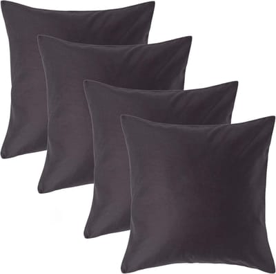 Homescapes Luxe Satijn Kussensloop 40x40 cm – Antracietgrijs – Set van 4 – 100% Egyptisch Katoen Satijn – Draaddichtheid 1000