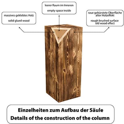 Rustieke Houten Decoratieve Zuil | Vloerlantaarnstandaard & Plantenstandaard 60x40x40 cm