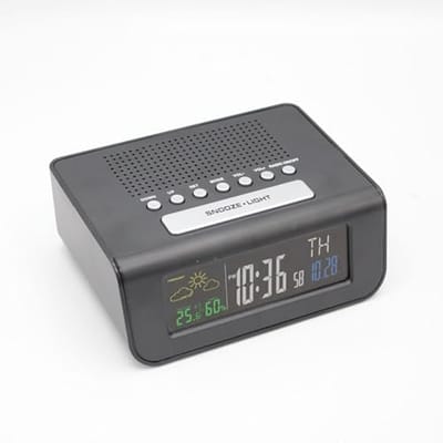 Radiowekker - Zwart/Grijs - Groot LCD-display - Dynamische kleuren - Voor Thuisgebruik