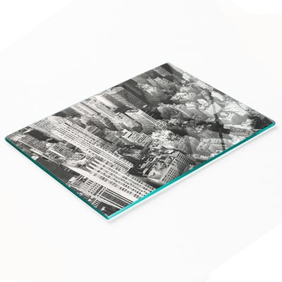 Multifunctioneel decoratief glazen bord met New York-print, 80x52 cm