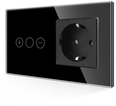 Aanraakgevoelige dimmer met stopcontact en led-achtergrondverlichting - Zwart