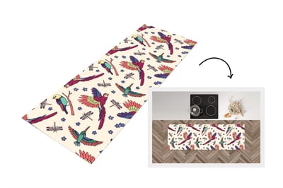 Keukenloper 150x50 cm - Keukenmat vinyl Patronen - Vintage - Vogels - Keukenmatten loper - Keuken vloerkleed tapijt