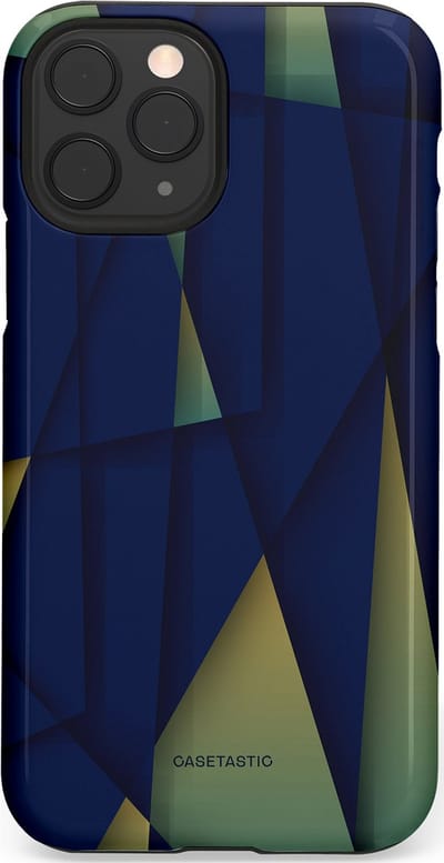 Casetastic Hoesje Geschikt voor Apple iPhone 11 Pro - Stijlvolle Beschermende Duo-layer Case - Blauwgroene Driehoeken