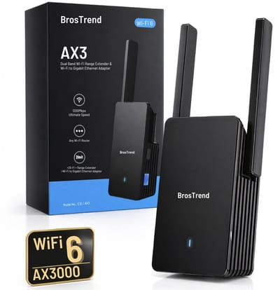 BrosTrend® AX3 Krachtige Wifi Versterker - WiFi 6 - 3000 Mbps - Tot 204 m² & 45 Apparaten - Wifi versterker - Wifi repeater - Wifi versterker stopcontact - Range Extender