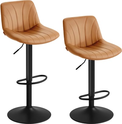 VASAGLE - Barkruk - Set van 2 - In Hoogte Verstelbaar 88-108 cm - 360° Draaibaar met Voetsteun