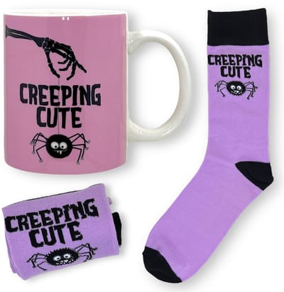 Cosensi- Beker 300ml - Halloween Cadeauset - Keramiek - Sokken met Motief - Grappig Design - Creeping Cute - Mok