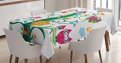 ABAKUHAUS – Tafelkleed 140 x 200 cm – Uilen & stippen – Satijnlook