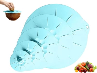5 Piece Silicone Bowl Lids, Reusable Silicone Lids, Heat Resistant Microwave Lids, 5 Sizes Universal Kitchen Silicone - ShopVlot