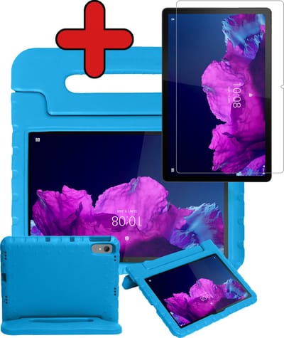 Hoesje - Geschikt voor Lenovo Tab P11 - Met Screenprotector - Kinderhoes - Shockproof Bumper - Kidsproof Case - Tablethoes - Kinder Hoes Cover - Blauw