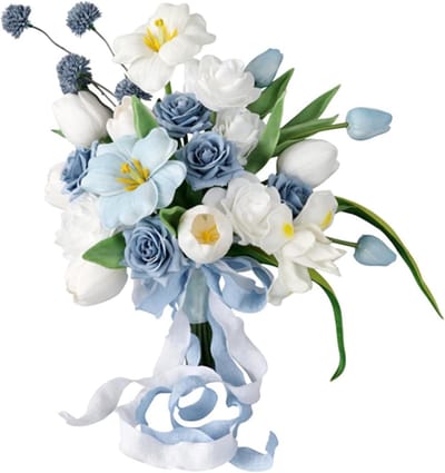 Zijden Bruidsboeket - Kunstbloemen Decoratie - Bruiloft Versiering - Handgemaakt Ontwerp - 42 cm - Meerkleurig