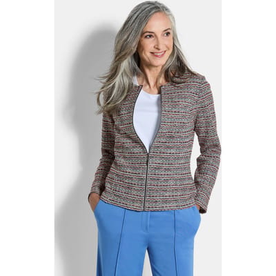 Jersey blazer in bouclélook - meerkleurig / gedess. - Gr. 23 van Goldner Fashion