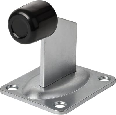 Poortstopper met buffer - Deurstopper vloer - Poorten beveiligen - Verzinkt staal - 100 x 80 mm - Zilver