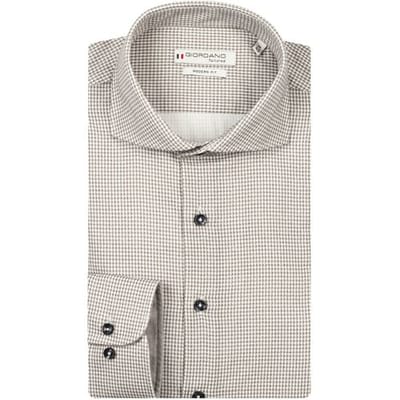 Giordano Overhemd Locarno Soft Brushed Houndstooth Twill Semi Cutaway Collar Soft Grey / male