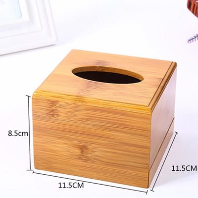 Trendy Stijl Vierk Bamboe Tissuebox Creatief Ontwerp Zitmodel Rol Opslag Papierdoos Tissue Canister Milieuvriendelijk Hout Tafeldecoratie