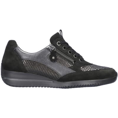 Waldlaufer Leer En Suede Dames Sneakers - Zwart - 39