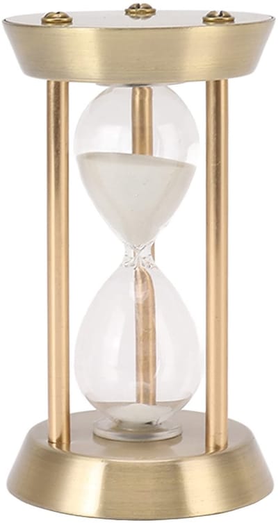 Dailygoods - Zandloper 30 minuten, metalen zandloper, decoratieve gouden zandloper, vintage zandloper met gepolijste coating, zandloper (bronzen mini, 10 min)