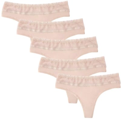 Emilie collection - ondergoed - string - 5 stuks - beige - katoen - kant