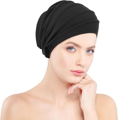 Comfortabele Chemo Cap voor Vrouwen, Ademend Hoofdbedekking bij Haarverlies, Zachte en Stijlvolle Zwart Skull Cap, One Size
