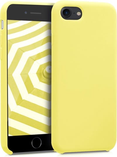 kwmobile telefoonhoesje geschikt voor Apple iPhone SE (2022 / 2020) / iPhone 8 / 7 - Hoesje met siliconen coating - Smartphone case in pastelgeel