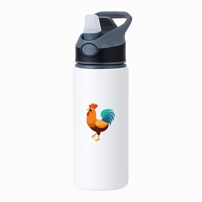 Hacebo® - Haan waterfles met rietje zwart - Kippen - Dieren liefhebbers - Kip - vogels - kinderboerderij - huisdieren - water fles - 650ML