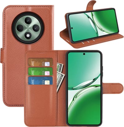 MobyDefend Hoesje - Geschikt voor Oppo Reno12 F - Kunstleren Wallet Book Case (Sluiting Voorkant) - Bruin