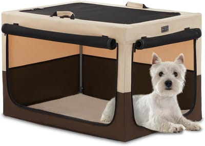 Honden Transportbox - Reismand - Veilig Vervoer - Opvouwbaar en Stabiel - 61 x 46 x 43 cm - Grijs