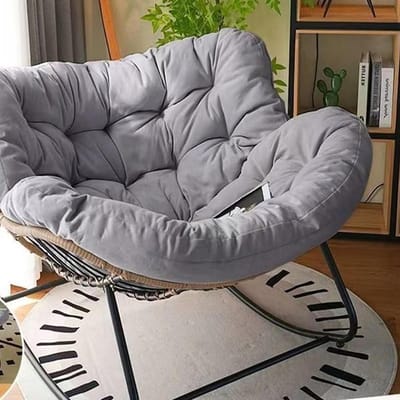 Schommelstoel met voetenbank - Relaxstoel Loungestoel - Buiten Ontspannen - Ergonomisch Ontworpen - Extra Groot - Grijs