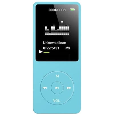 Lecteur MP3/MP4 Lecteur de musique 64 Go Écran 1,8  Lecteur de musique MP3 portable avec radio FM vocale bleu clair