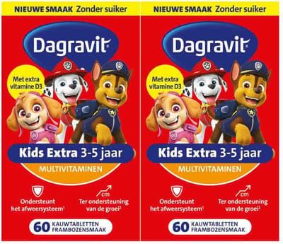 Dagravit Multivitamine Kids Extra 3-5 Jaar Paw Patrol - 2 x 60 Kauwtabletten - Voordeelverpakking