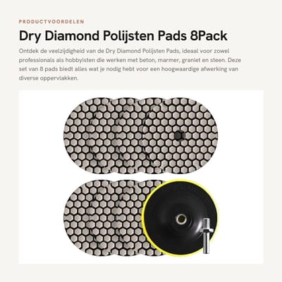 Dailygoods - Dry Diamond Polijsten Pads - 8Pack - 4 inch - Polijstkit voor Beton en Marmer - Voor Perfecte Afwerking - Geschikt voor Graniet en Steen