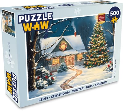 Puzzel Kerst - Kerstboom - Winter - Huis - Sneeuw - Legpuzzel - Puzzel 500 stukjes - Kerst - Cadeau - Kerstcadeau voor mannen, vrouwen en kinderen