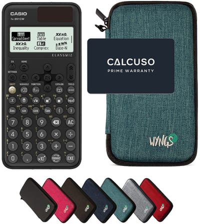 Casio fx-991CW ClassWiz incl. WYNGS Beschermhoes Turkoois - Wetenschappelijke Rekenmachine - Basis Pakket (speciaal voor België)