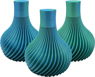 Virella moderne vaas – Decoratieve vaas - Blauw / Groen - 3d geprinte vaas – geschikt voor droogbloemen - 30CM