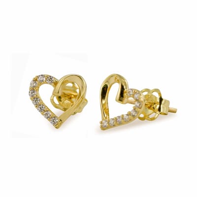 New Bling 9NBSAM-G210447 Gouden Oorknopjes - Dames - Hartjes - Zirkonia - 7 x 7,2 mm - 14 Karaat - Goud