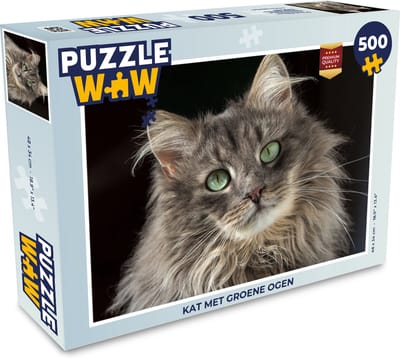 Puzzel Kat met groene ogen - Legpuzzel - Puzzel 500 stukjes
