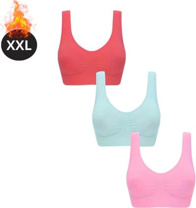 Bovista BH Set Zonder Beugel - Zonder Bandjes - Push-up Bh's - Comfort Beha - Comfortabel - Sterk - Dames - 3 Pack - Gemengd 2 - Maat XXL