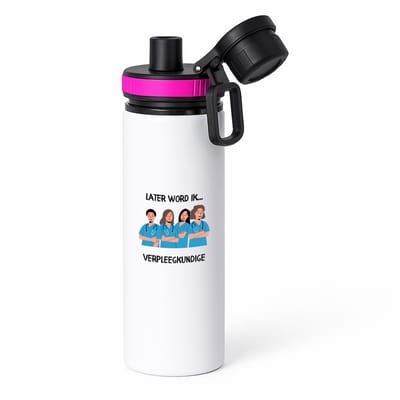 Hacebo® - later word ik verpleegkundige waterfles met draaidop roze - Verpleegkundige - Zorgmedewerkers - Artsen - ziekenhuismedewerkers - zorg - water fles - 850ML